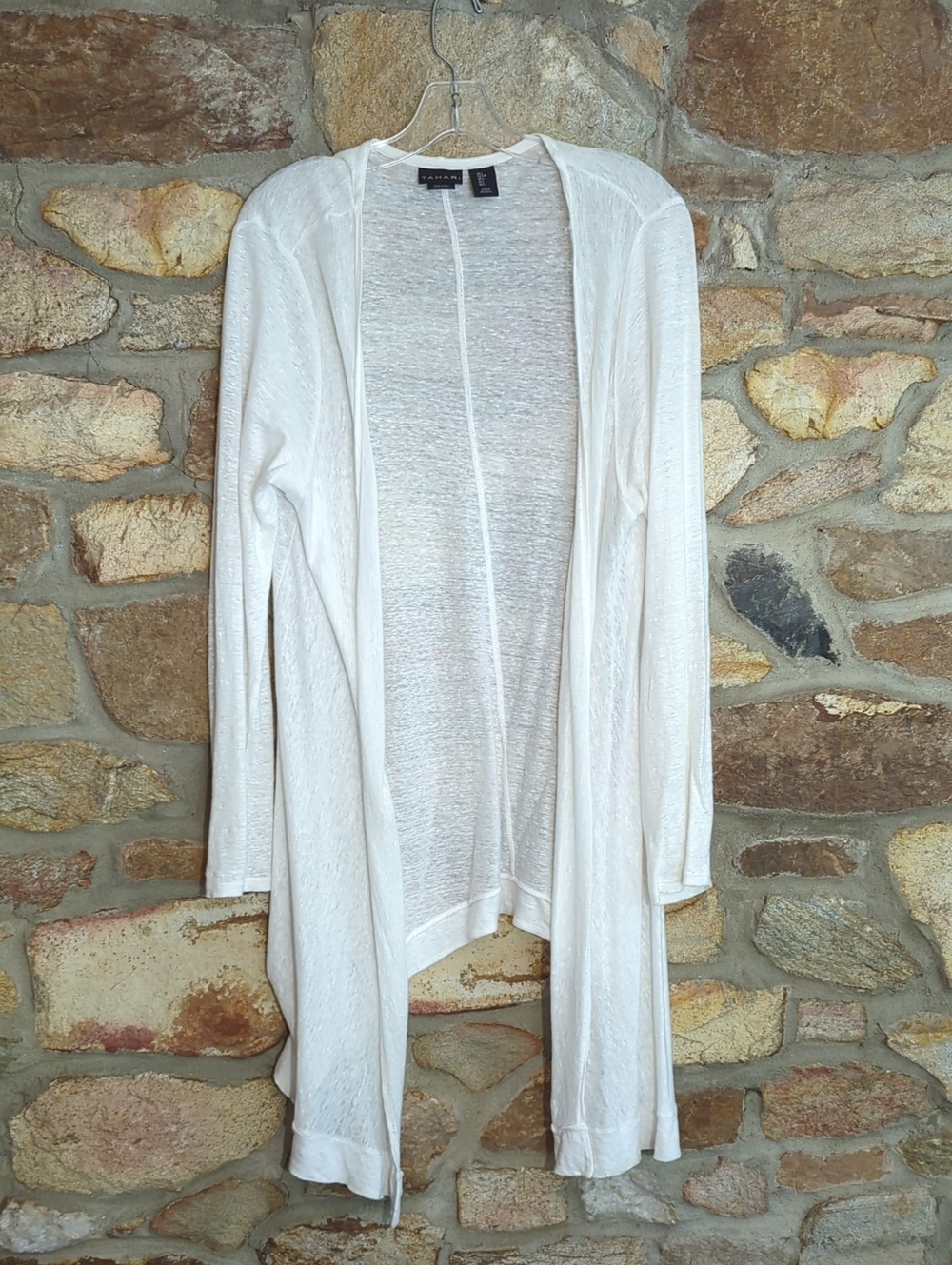 Tahari White Open-Front Lightweight Cardigan